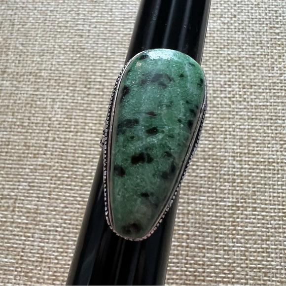 Ruby Zoisite Silver Overlay Ring Size 8 - Picture 1 of 3